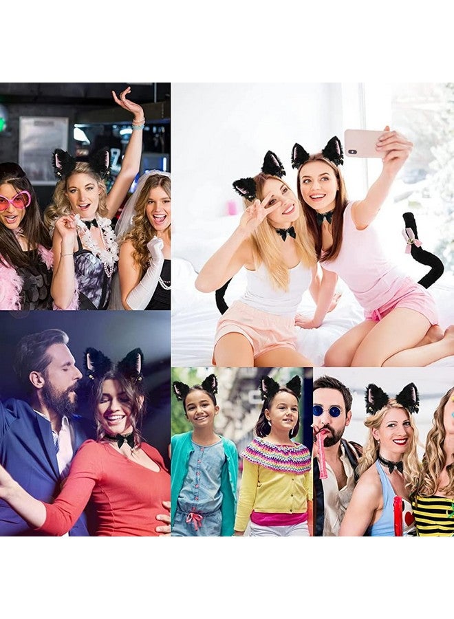 PALAY¬Æ Cat Ears Headband for Women Girls - Furry Fox Ears Hair Band, Lace Neck Choker & Fur Tail Set, Bow Bells Headwear Hair Hoop Anime Cosplay Costumes for Halloween Party - Image 5