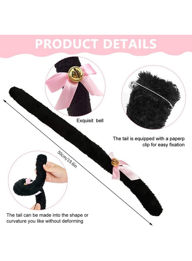 PALAY¬Æ Cat Ears Headband for Women Girls - Furry Fox Ears Hair Band, Lace Neck Choker & Fur Tail Set, Bow Bells Headwear Hair Hoop Anime Cosplay Costumes for Halloween Party - Image 3