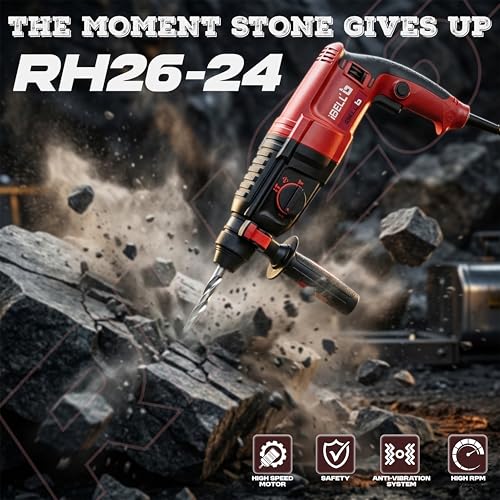 IBELL TOOLS IBELL Rotary Hammer Drill RH26-24, 800W, Copper Armature, SDS Plus Chuck 26mm, 900RPM, Impact Energy 3J, Impact Rate 4000/min, 3 Mode Selector with Forward/Reverse Switch - Image 2