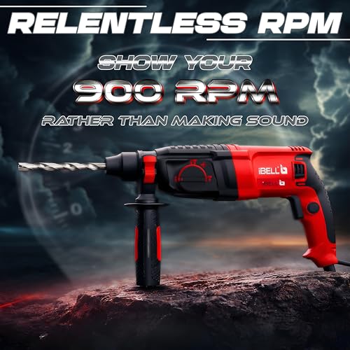 IBELL TOOLS IBELL Rotary Hammer Drill RH26-24, 800W, Copper Armature, SDS Plus Chuck 26mm, 900RPM, Impact Energy 3J, Impact Rate 4000/min, 3 Mode Selector with Forward/Reverse Switch - Image 4