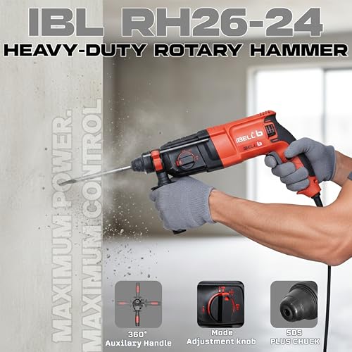 IBELL TOOLS IBELL Rotary Hammer Drill RH26-24, 800W, Copper Armature, SDS Plus Chuck 26mm, 900RPM, Impact Energy 3J, Impact Rate 4000/min, 3 Mode Selector with Forward/Reverse Switch - Image 5