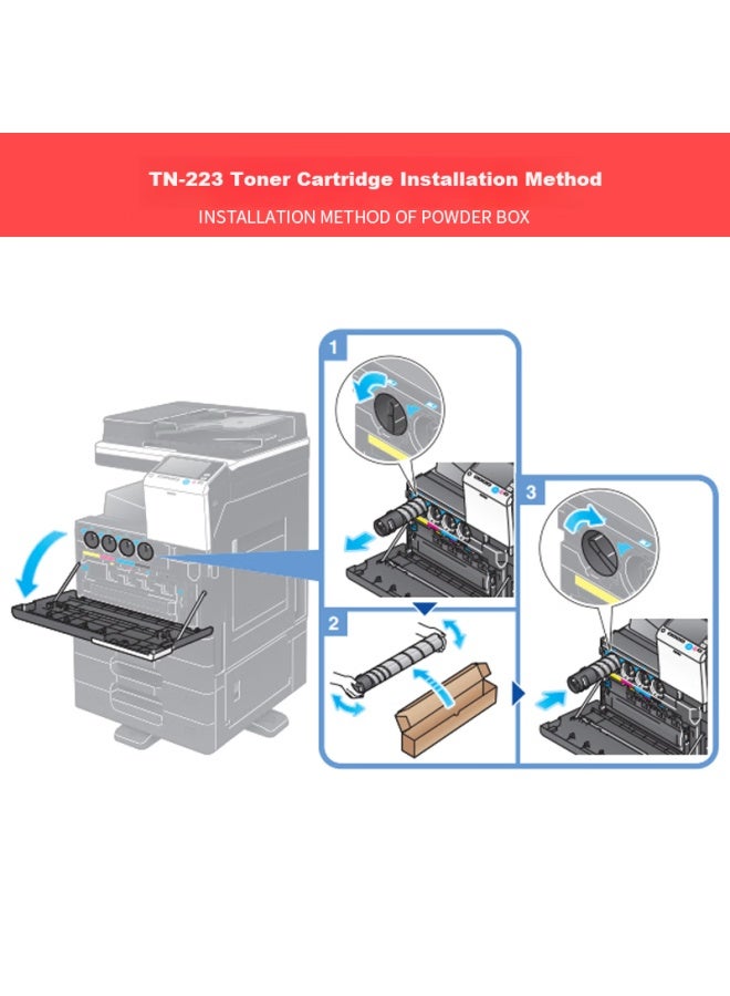 Huiwei Tn223 Toner Cartridge Black, Compatible With Konica Minolta Bizhub C226 Copier Toner Cartridge, C256 C266 Toner Powder, C7266 Printer Drum Unit, High-capacity Ink Cartridge C202496 - Image 1