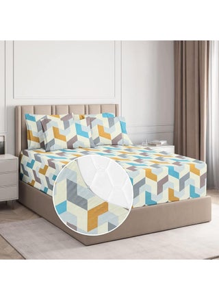 BSB HOME Fitted Bedsheet for King Size Bed Cotton Elastic Fitted with Deep Pocket 220 Tc Wrinklefree | Breathable Super Soft Sheet for King Size Mattress - Teal Grey & White, 78 x 72 +12 Inches - pzsku/Z41D8BC45C670A819AF6DZ/45/1743747753/84b1b744-9c0a-46fc-b2c9-0144dd575355