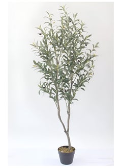 ESSENTIALS 360 Essentials 360® Artificial Olive Tree 155cm Tall Fake Plant Faux Tree with Moss Grass & Pot Realistic Leaves & Natural Trunk for Home Office Garden Living Room Indoor Outdoor Decor artificial plant  - Image 1