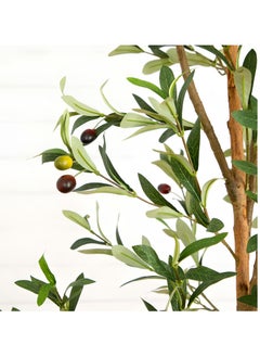 ESSENTIALS 360 Essentials 360® Artificial Olive Tree 155cm Tall Fake Plant Faux Tree with Moss Grass & Pot Realistic Leaves & Natural Trunk for Home Office Garden Living Room Indoor Outdoor Decor artificial plant  - Image 3