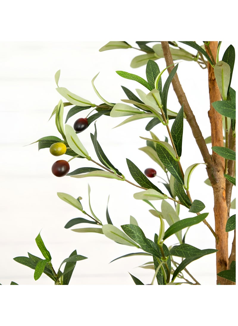 ESSENTIALS 360 Essentials 360® Artificial Olive Tree 155cm Tall Fake Plant Faux Tree with Moss Grass & Pot Realistic Leaves & Natural Trunk for Home Office Garden Living Room Indoor Outdoor Decor artificial plant  - Image 3