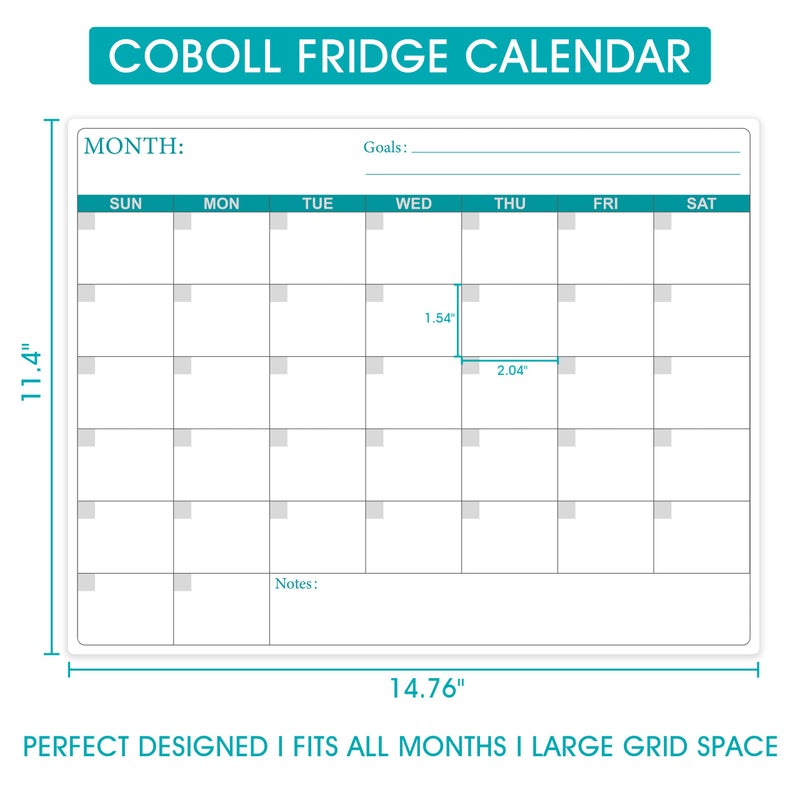 Coboll Magnetic Dry Erase Fridge Calendar - Magnetic Calendar for Refrigerator Planner, 11.4" x 14.76" with Five Markers, Kitchen Fridge Calendar in Monthly & Weekly Set - Image 4