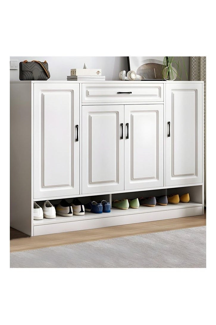 keke Luxury Multifunctional Entryway Shoe Cabinet & Drawer Storage Warm White Plastic Shoe Cabinet, 120*30*100(cm) - Image 1