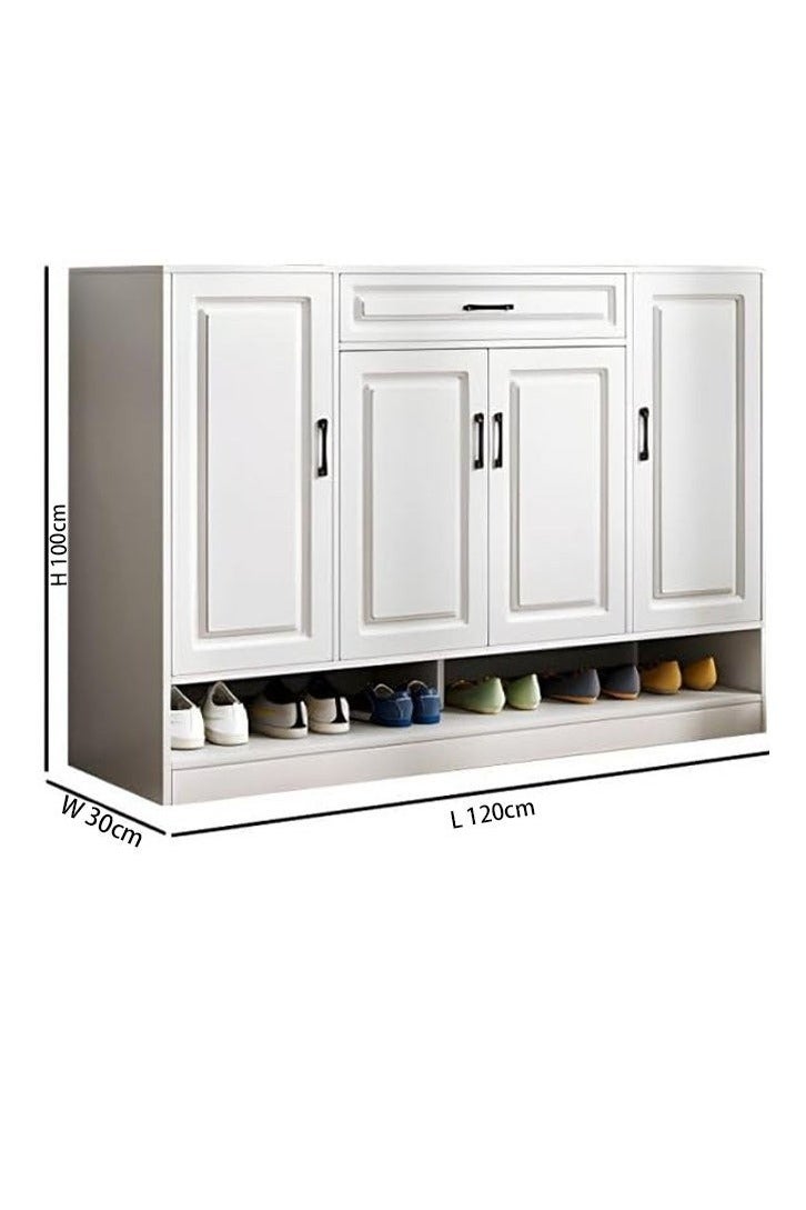 keke Luxury Multifunctional Entryway Shoe Cabinet & Drawer Storage Warm White Plastic Shoe Cabinet, 120*30*100(cm) - Image 2