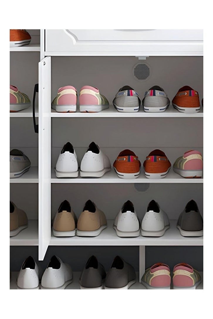 keke Luxury Multifunctional Entryway Shoe Cabinet & Drawer Storage Warm White Plastic Shoe Cabinet, 120*30*100(cm) - Image 4