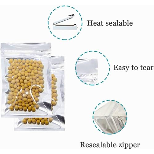 GREENTWISH Transparent Front/Silver Back Standup Zipper Pouch | Reusable LDPE Zip Lock Bag for Food Storage | Product Packing Pouch | Size: 6 x 9 Inch (Capacity: 500gm) (20 Pcs) - Image 5