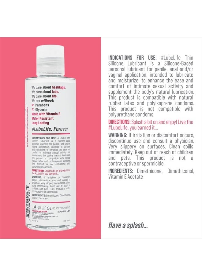 #LUBELIFE - Barely There Thin Silicone-Based, Long Lasting, Water Resistant, Personal Lubricant for Men, Women and Couples, 8 Oz - Image 1