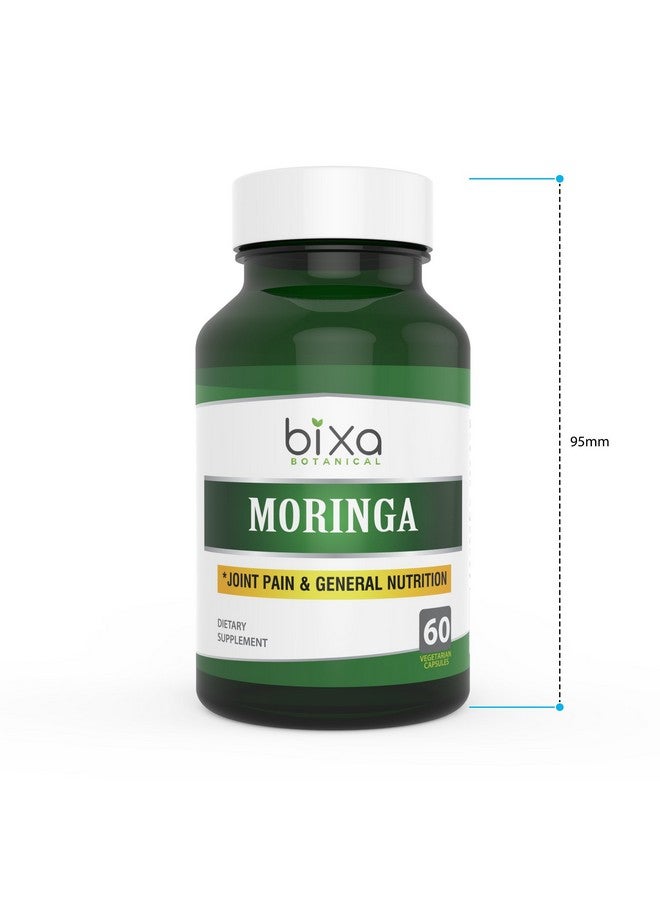 Moringa Extract 1% Alkaloids 60 Veg Capsules (450Mg) ; Multivitamin And Nutritional Green Superfood Supplement ǀ Helps In Joint Pain And Blood Circulation ǀ Bixa Botanical