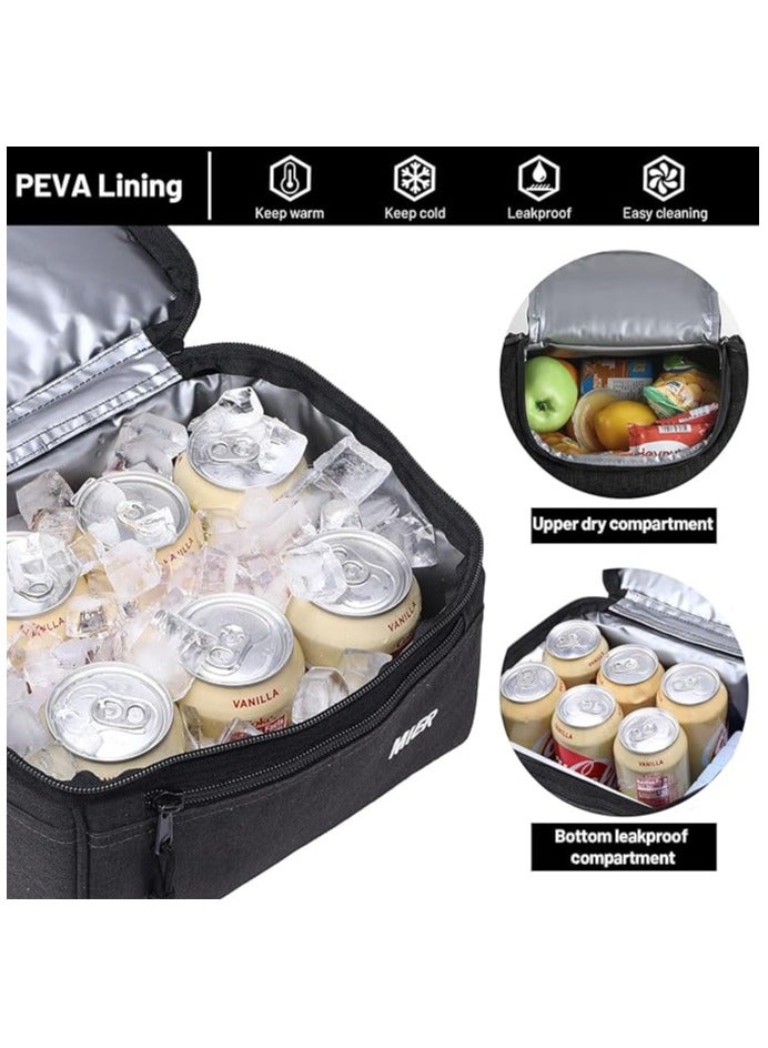 Adult Lunch Box Insulated Lunch Bag Large Cooler Tote Bag for Men, Women, Double Deck Cooler - Image 2