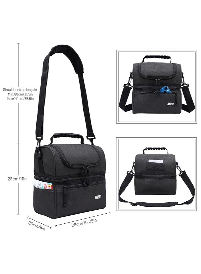 Adult Lunch Box Insulated Lunch Bag Large Cooler Tote Bag for Men, Women, Double Deck Cooler - Image 3