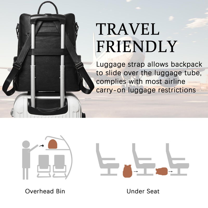 Shrrie Vegan Leather Laptop Backpack for Women 15.6 inch Work Backpack Fashion Travel Backpack Purse for Travel College Work - Image 5