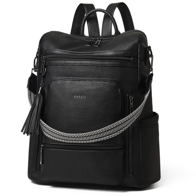 Shrrie Vegan Leather Laptop Backpack for Women 15.6 inch Work Backpack Fashion Travel Backpack Purse for Travel College Work - Image 1