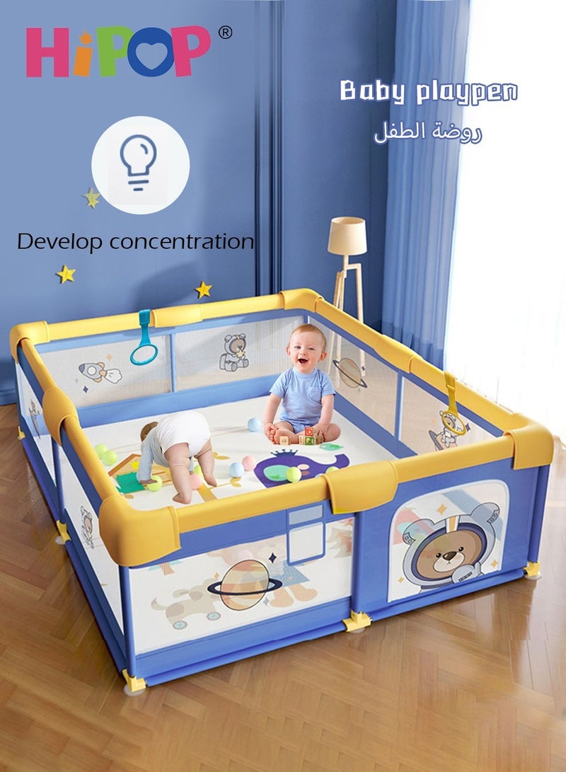 HIPOP Playpen for Baby 180*200cm,Kids Play Mat Set,with 60 Sea Balls,Firm Suction Cup and Structure,Cartoon Play Game Fence for Kids Safe - Image 4