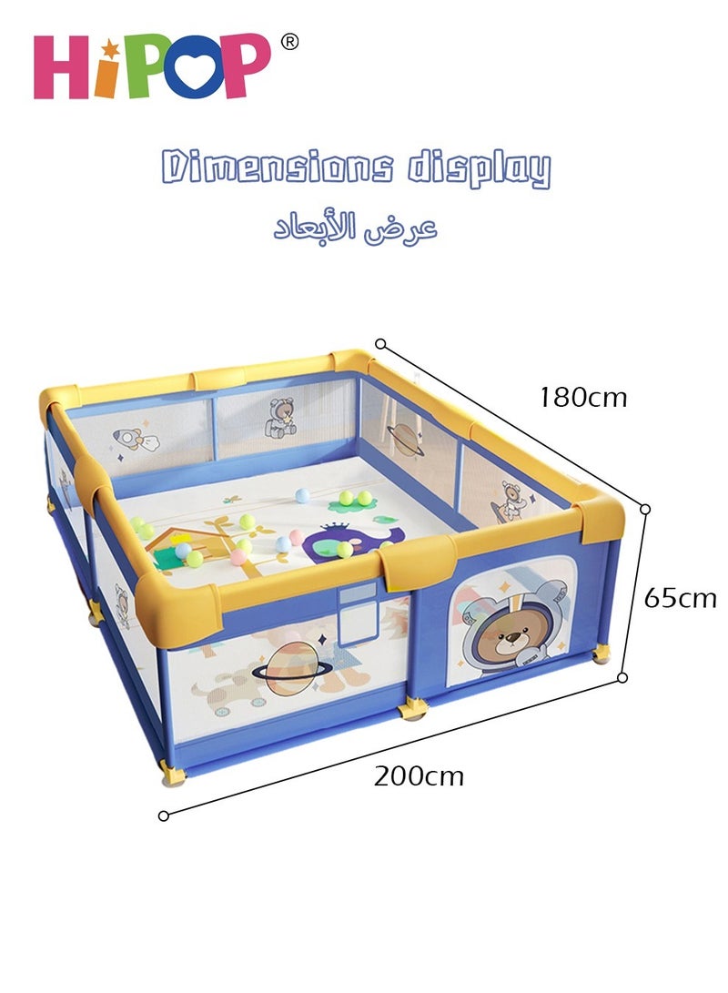 HIPOP Playpen for Baby 180*200cm,Kids Play Mat Set,with 60 Sea Balls,Firm Suction Cup and Structure,Cartoon Play Game Fence for Kids Safe - Image 5
