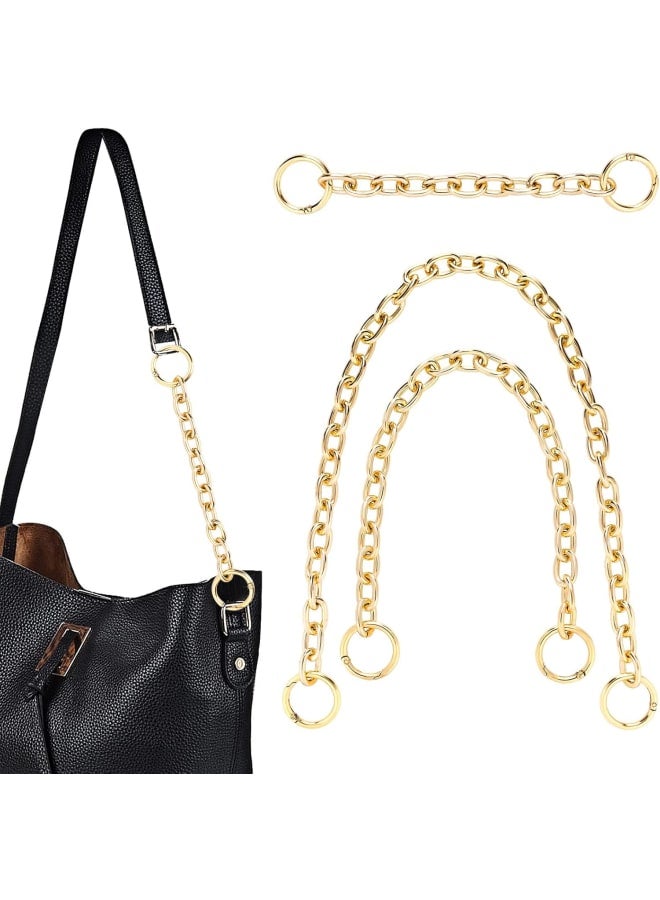 3 Pieces Gold Purse Strap Extenders 20CM 40CM 60CM Flat Metal Chain Crossbody Replacement Chains Strap with Metal Buckles for DIY Handbags Strap  - Image 1