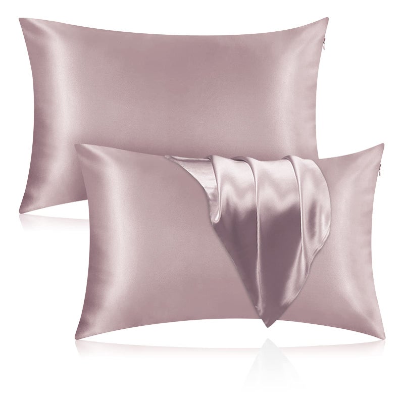 Veaken Silk Pillowcase for Hair and Skin 2 Pack 100 Mulberry Silk Pillowcase 25 Momme 600 Thread Count Both Side Pure Silk Pillow Cover with Hidden Zipper ApricotGray Standard 2026