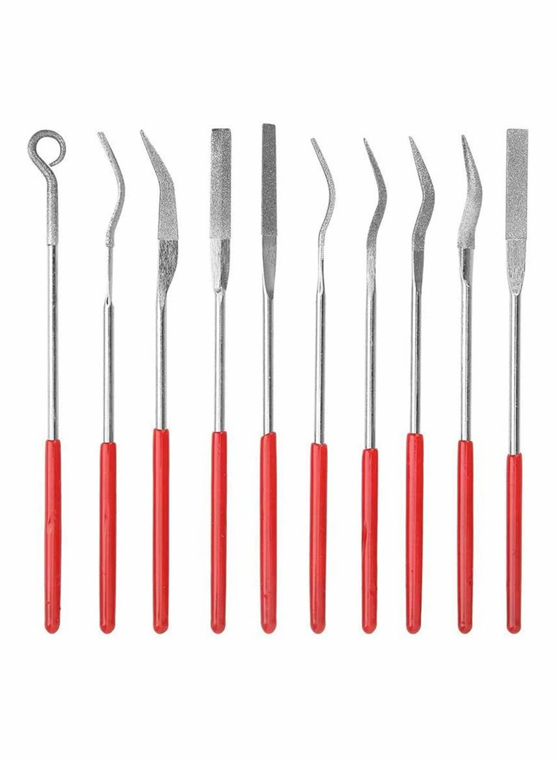 10 PCS Diamond File Set Mini Diamond Needle File, Common Abrasive Special-Shaped Grinding Carving, Multi-Function Manual Tools, for Ceramic Glass Metal Stone Jewelry 3x140mm  - Image 1