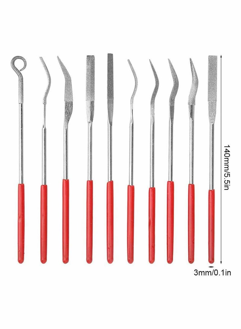 10 PCS Diamond File Set Mini Diamond Needle File, Common Abrasive Special-Shaped Grinding Carving, Multi-Function Manual Tools, for Ceramic Glass Metal Stone Jewelry 3x140mm  - Image 5