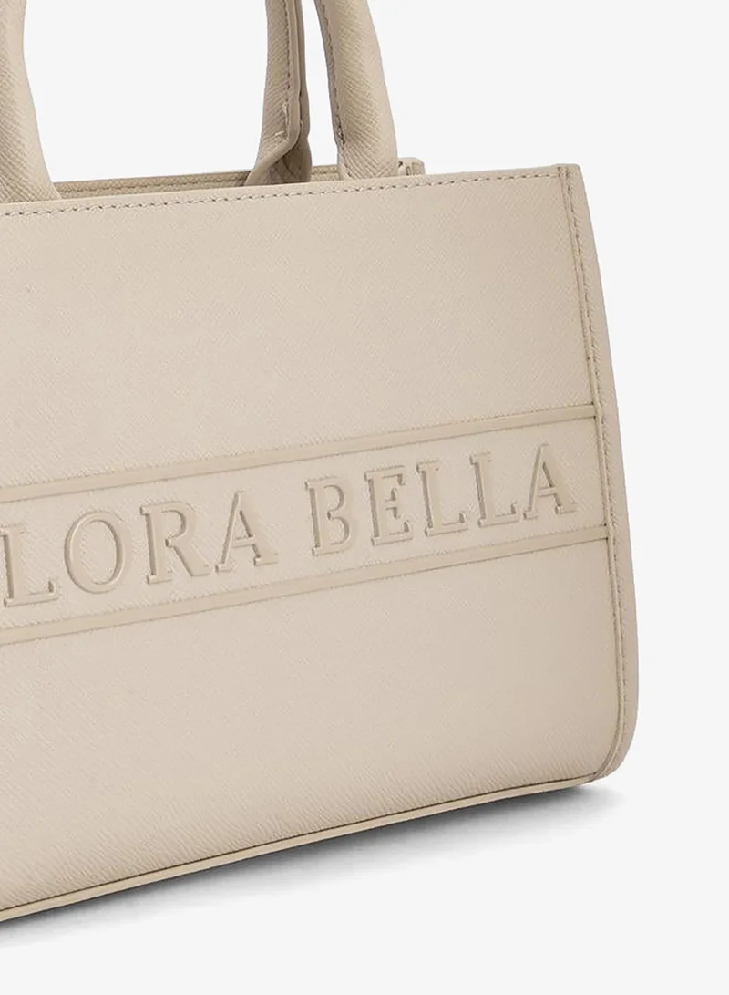 Flora Bella By Shoexpress BEIGE Flora Bella Logo Embossed Tote Bag with Detachable Strap for Women | Best Price UAE