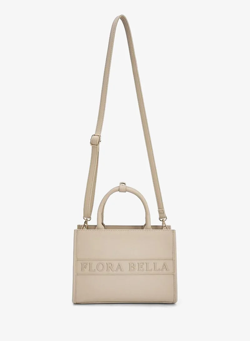 Flora Bella By Shoexpress BEIGE Flora Bella Logo Embossed Tote Bag with Detachable Strap for Women | Best Price UAE