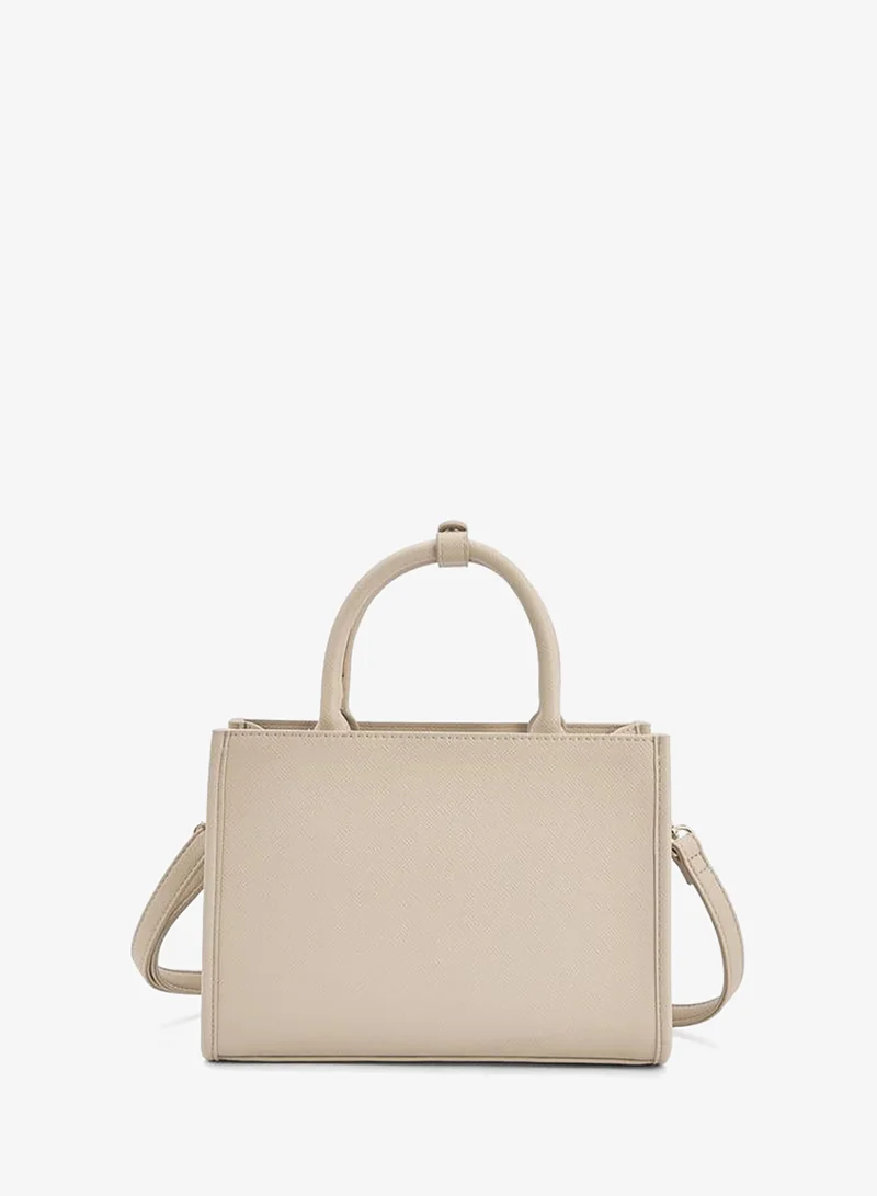 Flora Bella By Shoexpress BEIGE Flora Bella Logo Embossed Tote Bag with Detachable Strap for Women | Best Price UAE