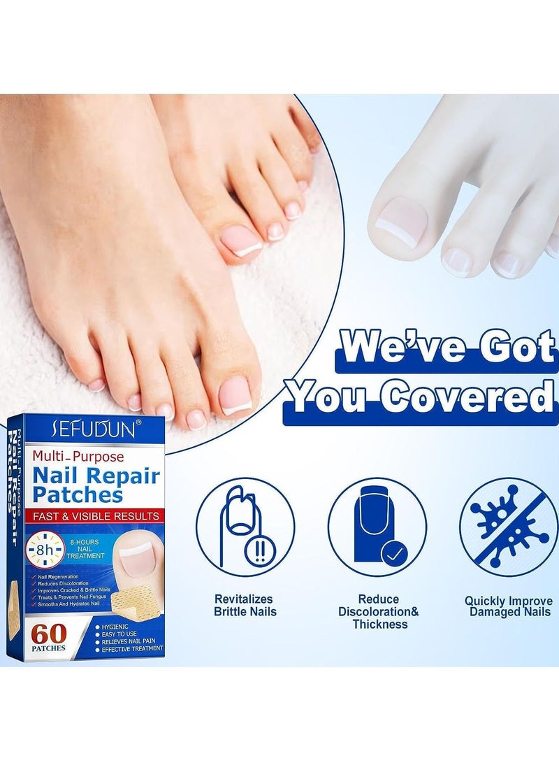 Sefudun 60Pcs Nail Repair Patches Toenail Fungus Treatment Nail Repair Treatment Extra Strength Restores Appearance of Discolored or Damaged Nails - Image 3