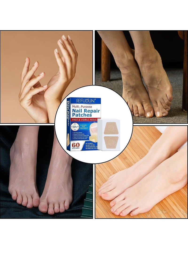 Sefudun 60Pcs Nail Repair Patches Toenail Fungus Treatment Nail Repair Treatment Extra Strength Restores Appearance of Discolored or Damaged Nails - Image 2