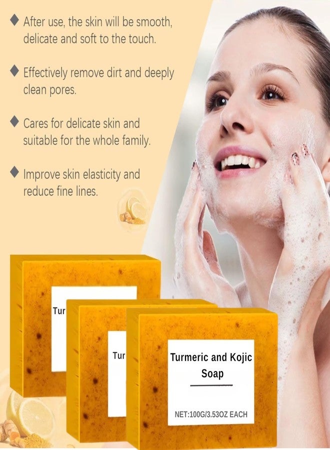VALE Lemon Kojic Turmeric Soap – Natural Handmade Turmeric Soap Bar for Face & Body, Gentle & Nourishing Skincare for All Skin Types – 3-Pack - Image 2