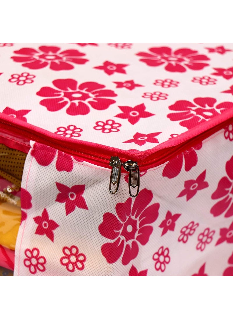 Perpetual Perpetual Saree Organizer For Wardrobe Foldable Saree Covers With Zip Multipurpose Storage Bag For Suit Lehanga Dress Packing With Transparent Window Pack of 12 pcsg  - Image 3