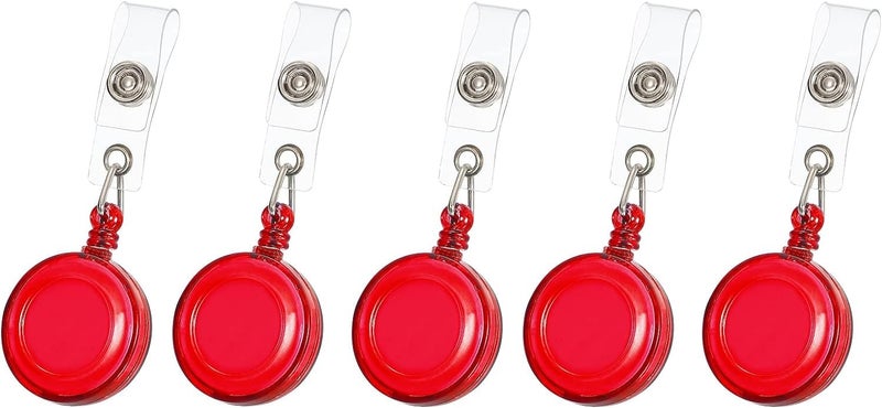 NSSP Round Shape Yo-Yo Retractable Key Ring for ID Card Holder (Red, Pack 10) - Image 1