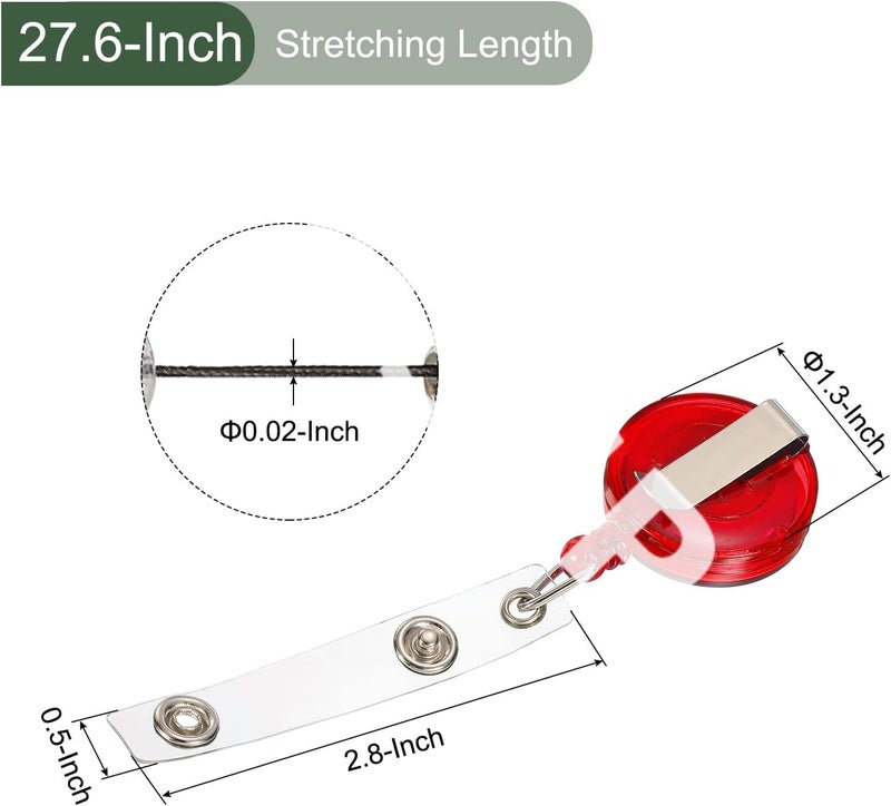 NSSP Round Shape Yo-Yo Retractable Key Ring for ID Card Holder (Red, Pack 10) - Image 2