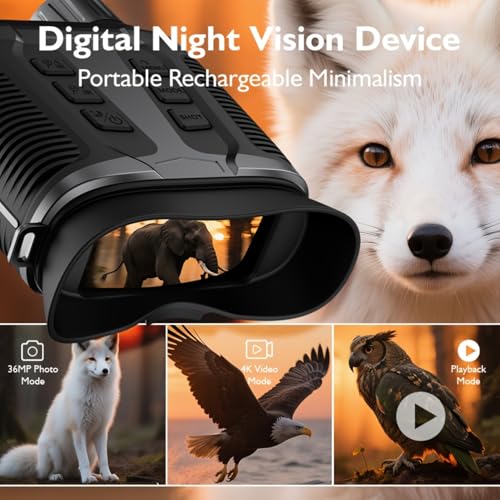 SHOPONIL 4K UHD Metal Night Vision Scope, 36MP Infrared Night Vision Camera, 7 Levels IR 5X Zoom Monoculars for Hunting Camping, Long Range Monocular Telescope, Telescope HD Vision Binoculars - Image 4