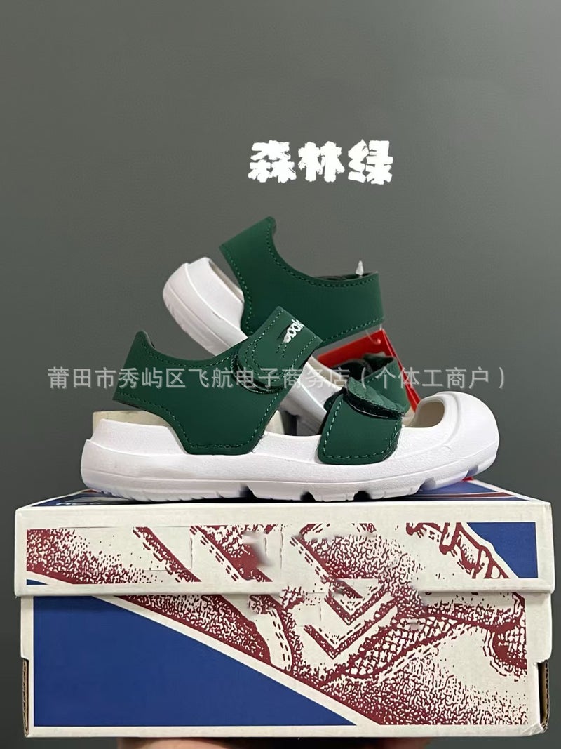 Tied Shoes Factory-Children'S Baotou Foot Protection Beach Velcro Sandals Non-Slip Soft Bottom Baby Sports Sandals - Image 1