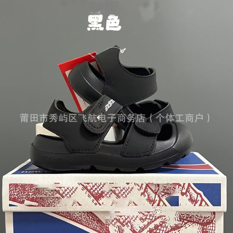Tied Shoes Factory-Children'S Baotou Foot Protection Beach Velcro Sandals Non-Slip Soft Bottom Baby Sports Sandals - Image 5