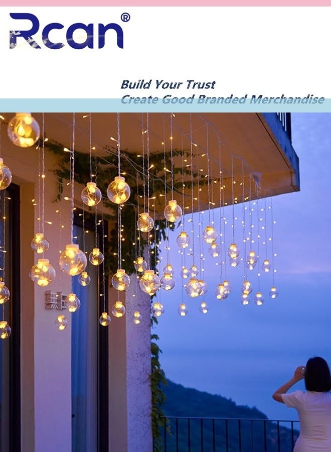 Rcan Garden Lights Outdoor Decorative Wishing Ball Curtain String Light 3.5 Meters Battery Powered 8 Modes Window String Lights Wishing Ball Curtain Lights Hanging Twinkle Lights, Waterproof for Party Garden Bedroom Outdoor - Image 4