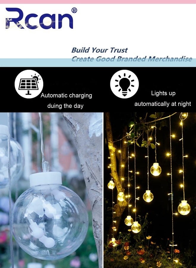 Rcan Garden Lights Outdoor Decorative Wishing Ball Curtain String Light 3.5 Meters Battery Powered 8 Modes Window String Lights Wishing Ball Curtain Lights Hanging Twinkle Lights, Waterproof for Party Garden Bedroom Outdoor - Image 5