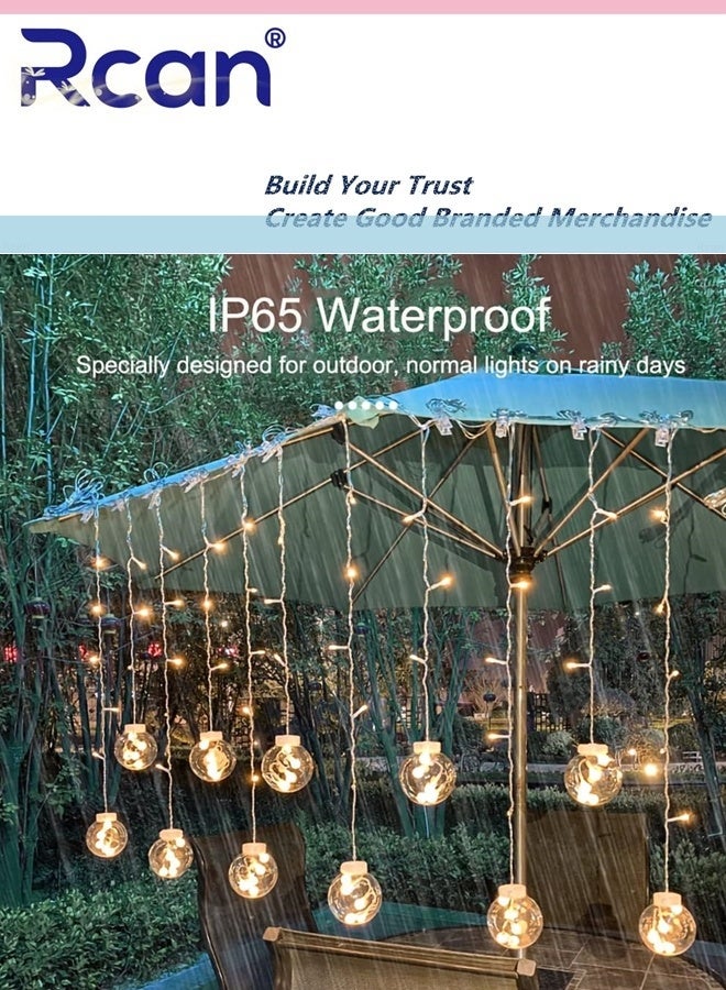 Rcan Garden Lights Outdoor Decorative Wishing Ball Curtain String Light 3.5 Meters Battery Powered 8 Modes Window String Lights Wishing Ball Curtain Lights Hanging Twinkle Lights, Waterproof for Party Garden Bedroom Outdoor - Image 3
