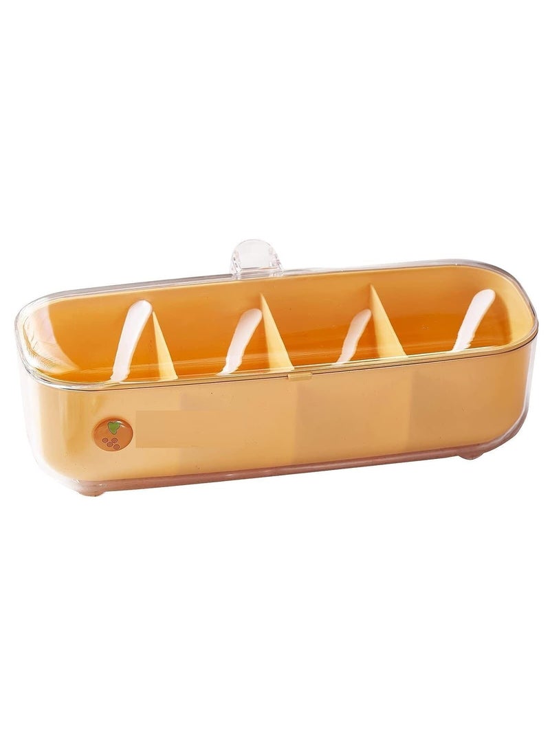 TERXA TERXA 4 Compartment Spice Seasoning Box With Lid Kitchen Transparent Spice Jar Plastic Masala Dani Storage Container Jars For SaltSugarCruet With Cover Spoons Pack of 1Multicolor  - Image 1