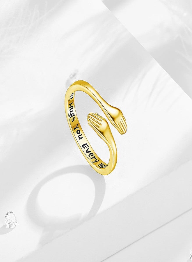 INFUSEU Gold Hug Ring from Heaven for Women Teen Daughter Sterling Silver Adjustable Hugging Hand Love Jewelry Her Girlfriend Wife Birthday Valentines Anniversary Friendship - Image 3