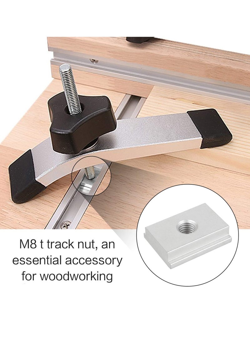 M8 T Slot Nut, 10 Pieces Aluminium Sliding T-nut Threaded T Track Sliding Nut T Sliding Nut Block for Woodworking Tool Slot Fastener - Image 2