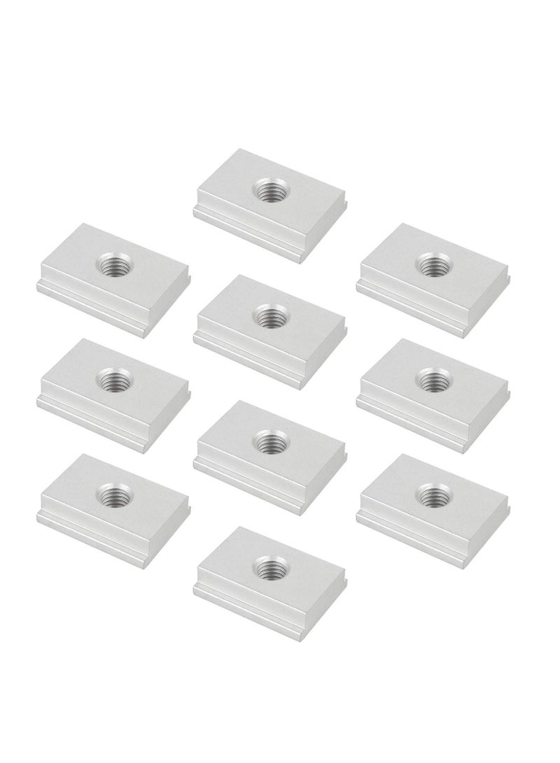 M8 T Slot Nut, 10 Pieces Aluminium Sliding T-nut Threaded T Track Sliding Nut T Sliding Nut Block for Woodworking Tool Slot Fastener - Image 1