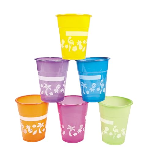 Fun Express Disposable Luau Cups (50 Cups) Bright Colors - Holds 16 oz - Image 1