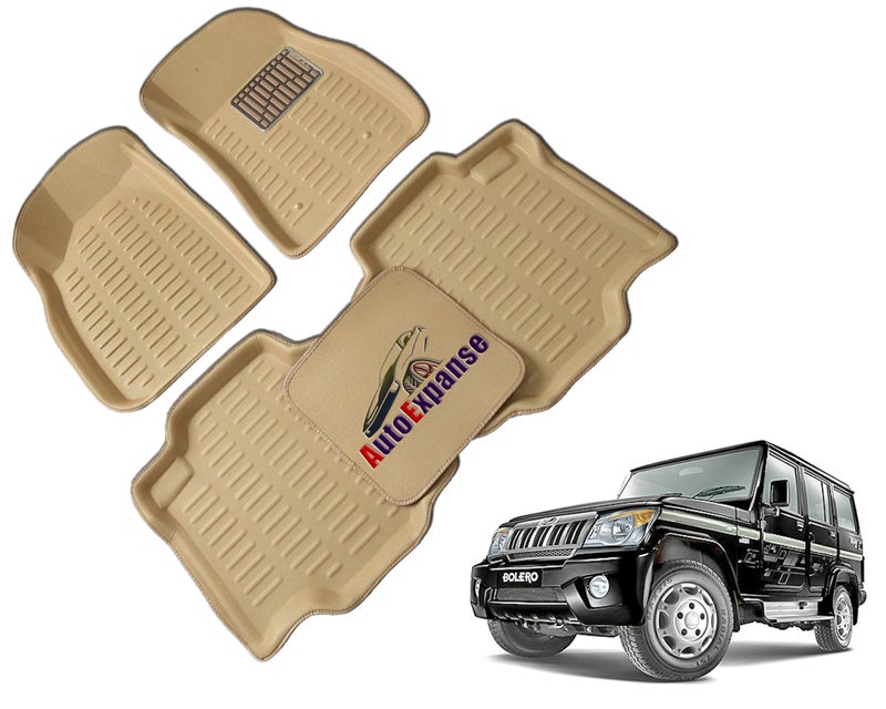AutoExpanse Car Accessories 3D Mats Foot Mat Anti-Skid Waterproof 3d/4d PVC Custom Fit Car Mats Beige for Mahindra Bolero - Image 1