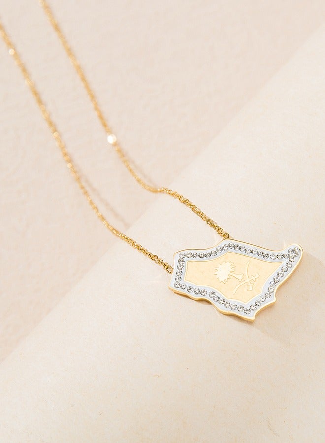 Golden lucky tree necklace, exquisite golden diamond pendant, stainless steel can adjust the barrier - Image 5