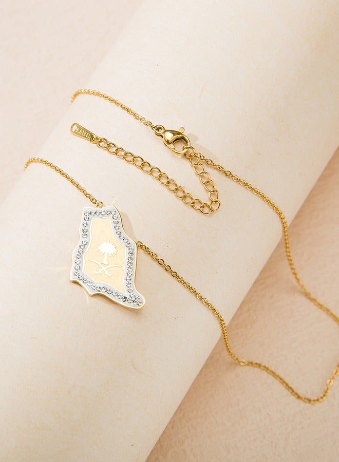 Golden lucky tree necklace, exquisite golden diamond pendant, stainless steel can adjust the barrier - Image 4